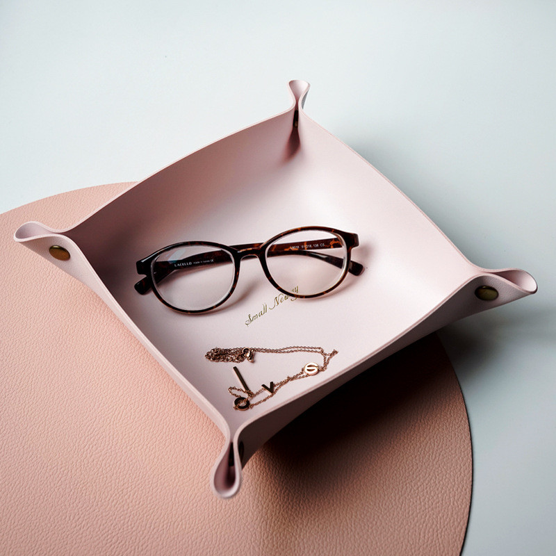 1PC PU ādas glabāšanas kaste Galda paplāte Rotaslietas Kosmētiskais Tālrunis Atslēga Maks Monētu grozs Saliekams uzglabāšanas futrālis Galda organizators