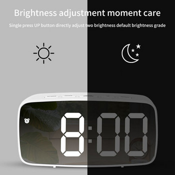 Ακρυλικό ψηφιακό ξυπνητήρι Καθρέφτης Οθόνη LED Φωνητικός έλεγχος θερμοκρασίας Ημερολόγιο Λειτουργία αναβολής 12/24 ωρών Διπλοί συναγερμοί Διακόσμηση σπιτιού