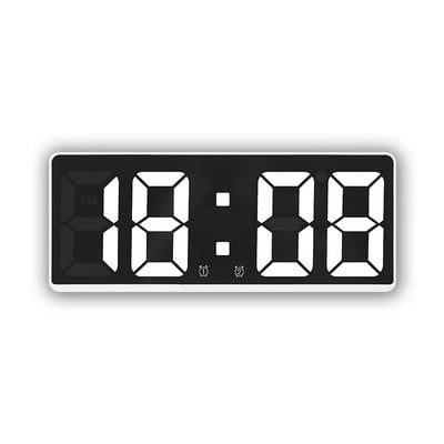 Akril digitális ébresztőóra tükör LED kijelző Hangvezérlés hőmérséklet naptár szundi funkció 12/24 órás kettős ébresztő otthoni dekoráció