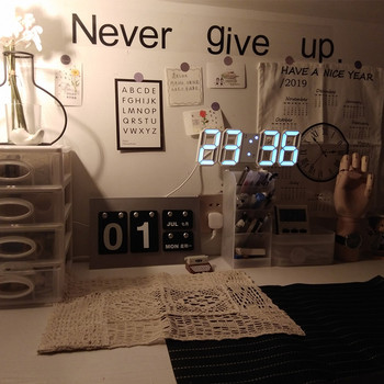 Σκανδιναβικό LED Ψηφιακό Ξυπνητήρι Ρολόγια Τοίχου Κρεμαστό Ρολόι Snooze Επιτραπέζιο Ρολόι Ημερολόγιο Θερμόμετρο Ηλεκτρονικά Έξυπνα Ψηφιακά Ρολόγια
