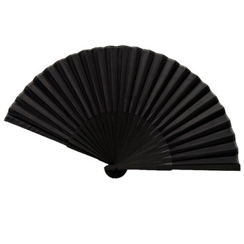 Черен винтидж ръчен вентилатор в китайски стил, ръчни сгъваеми ветрила с калъф за носене за танцово представление, сватбено парти, летен вентилатор