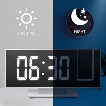 Прожекционен будилник LED голям дисплей Електронен часовник Цифров будилник LED огледален дисплей 180 ° Въртящ се проектор Аларма