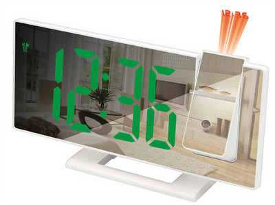 Projekcijas modinātājs LED lielais displejs elektroniskais pulkstenis digitālais modinātājs LED spoguļa displejs 180 ° rotējoša projektora trauksme