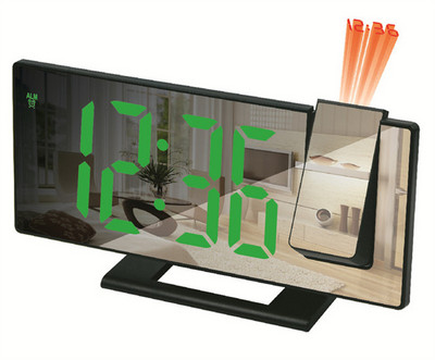 Projekcijas modinātājs LED lielais displejs elektroniskais pulkstenis digitālais modinātājs LED spoguļa displejs 180 ° rotējoša projektora trauksme