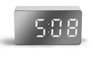 LED многофункционален часовник с огледало Цифрова аларма Snooze Display Time Night LCD Light Table Desktop USB 5v/No Battery Home Decor