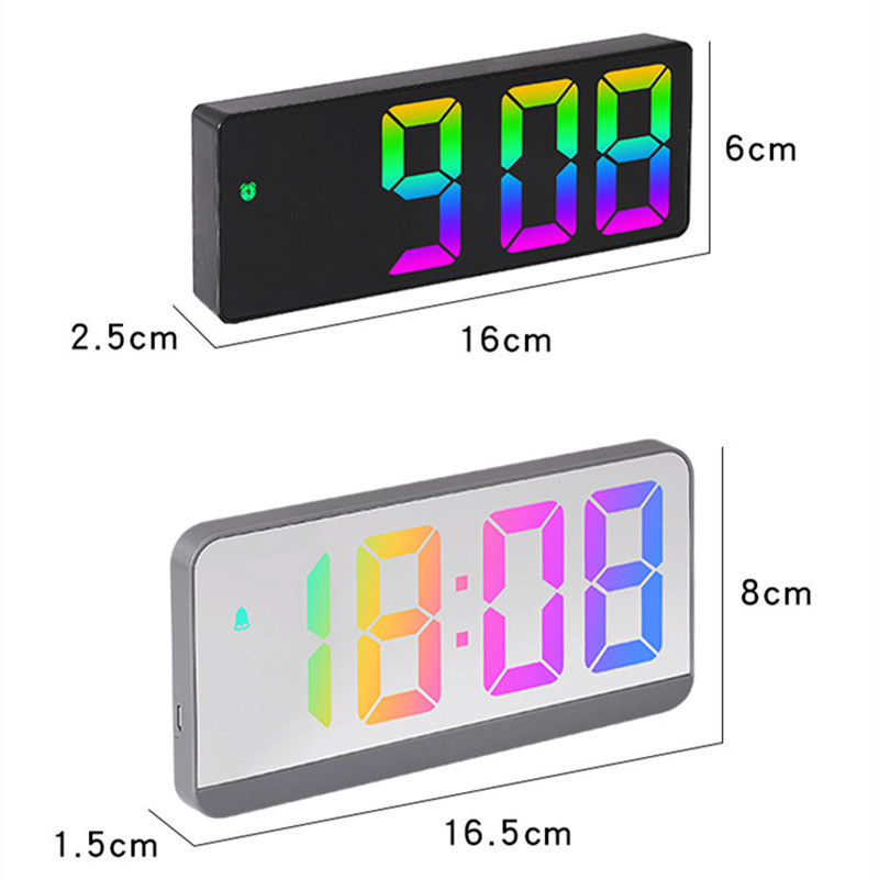 Digitālais modinātājs LED ekrāns Elektroniskais pulkstenis Krāsains liela ekrāna nakts modinātājs Balss vadības galda pulksteņi Mājas dekors