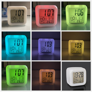 Creative 7 χρωμάτων LED Αλλαγή ξυπνητηριού Ψηφιακά μίνι επιτραπέζια ρολόγια Λαμπερά μαθητικά παιδιά Ηλεκτρονικό ρολόι αφύπνισης