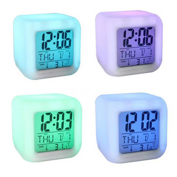 Creative 7 χρωμάτων LED Αλλαγή ξυπνητηριού Ψηφιακά μίνι επιτραπέζια ρολόγια Λαμπερά μαθητικά παιδιά Ηλεκτρονικό ρολόι αφύπνισης