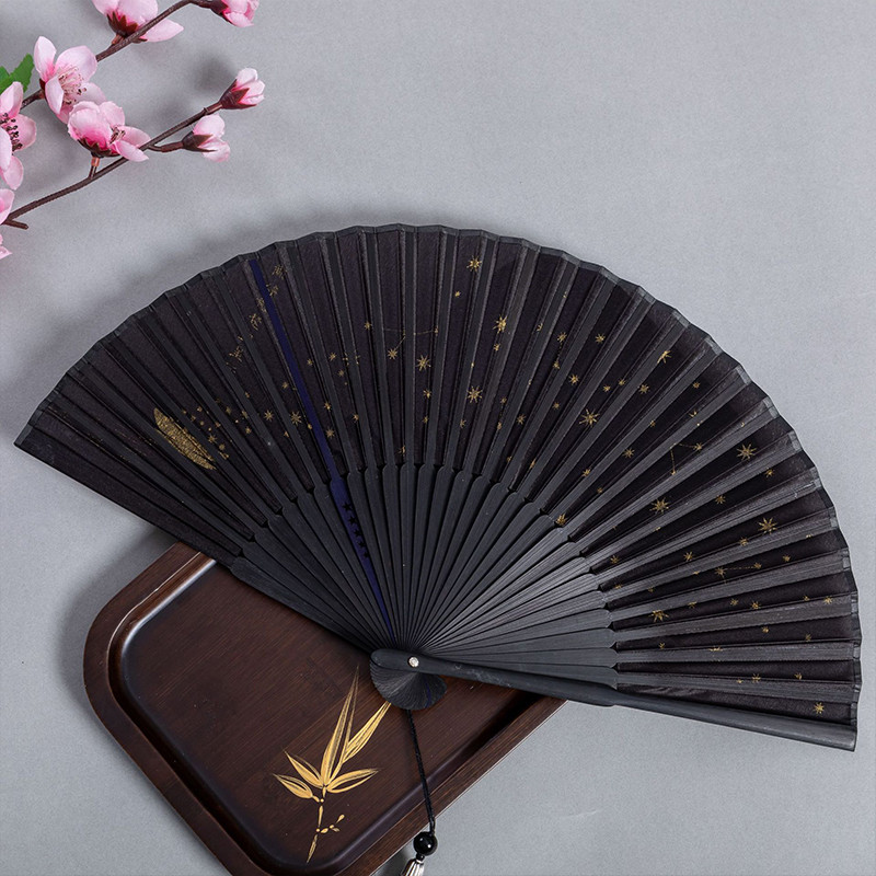 Zvaigžņu raksts Portatīvie saliekamie ventilatori Ķīniešu stila vasaras bambusa vēdeklis kāzu dekorācija deju ballīte kabatas dāvanas kāzu rekvizīti