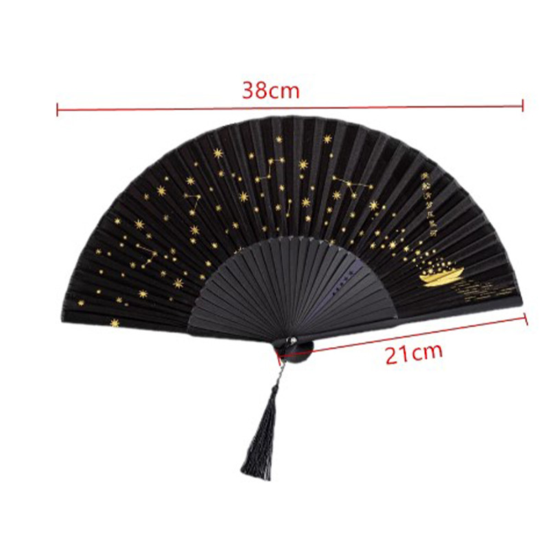 Zvaigžņu raksts Portatīvie saliekamie ventilatori Ķīniešu stila vasaras bambusa vēdeklis kāzu dekorācija deju ballīte kabatas dāvanas kāzu rekvizīti
