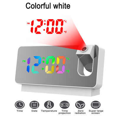 LED digitalna projekcijska budilica USB elektronički stropni projektor budilica za spavaću sobu uz krevet stolni sat 180° rotacija