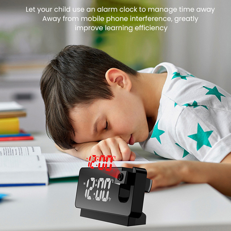 LED digitalna projekcijska budilica USB elektronički stropni projektor budilica za spavaću sobu uz krevet stolni sat 180° rotacija