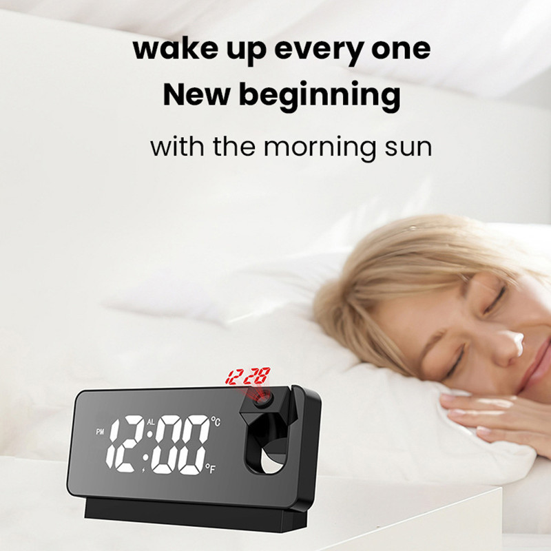 LED digitalna projekcijska budilica USB elektronički stropni projektor budilica za spavaću sobu uz krevet stolni sat 180° rotacija