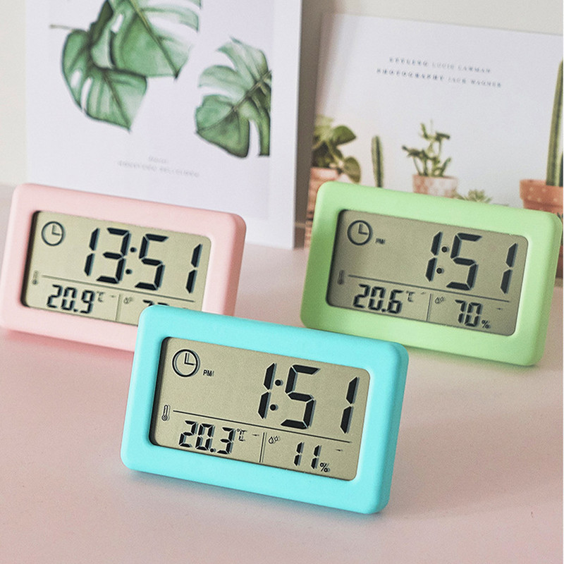 Ébresztőóra Hőmérséklet LCD hőmérő Higrométer Hálószoba Elemről működik Fali Idő Dátum Naptár Iroda