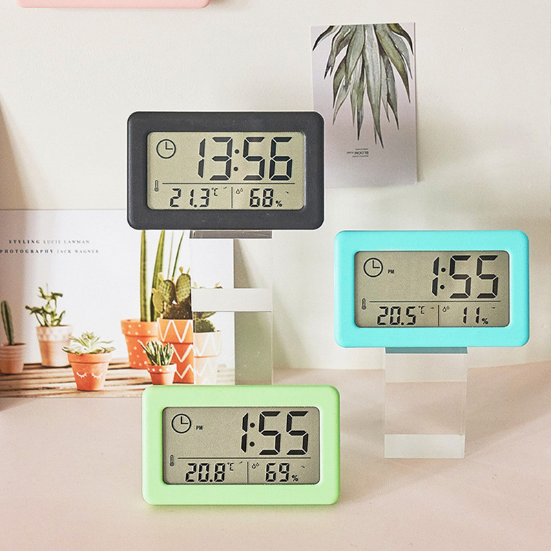 Ébresztőóra Hőmérséklet LCD hőmérő Higrométer Hálószoba Elemről működik Fali Idő Dátum Naptár Iroda