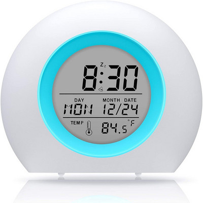 Dječja digitalna budilica 7 boja Noćno svjetlo Odgoda Detekcija temperature Djeca spavaju uz krevet Slatki sat za buđenje Budilica