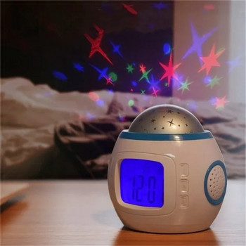 Ψηφιακό ρολόι αφύπνισης Ξυπνητήρι με λαμπερό έναστρο προβολής LED Ρολόι φωτός νύχτας με Λειτουργία αναβολής ημερολογίου θερμόμετρου