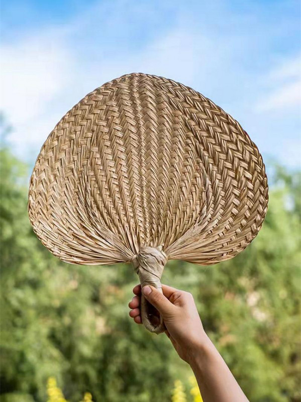 1 gab Liels ventilators mājsaimniecības rokām darināts ventilators Dabīgs salmiņš austs vēdeklis Vasaras palmu ventilators mājas dekorēšana rotājumi ventilators