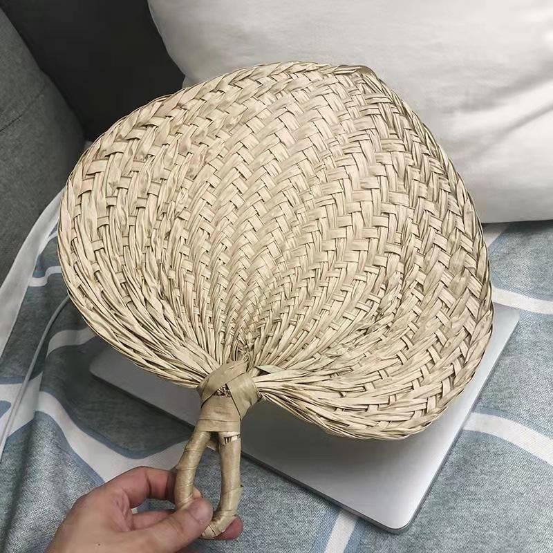 1 gab Liels ventilators mājsaimniecības rokām darināts ventilators Dabīgs salmiņš austs vēdeklis Vasaras palmu ventilators mājas dekorēšana rotājumi ventilators