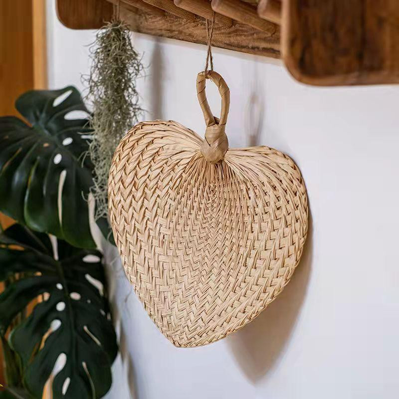 1 gab Liels ventilators mājsaimniecības rokām darināts ventilators Dabīgs salmiņš austs vēdeklis Vasaras palmu ventilators mājas dekorēšana rotājumi ventilators