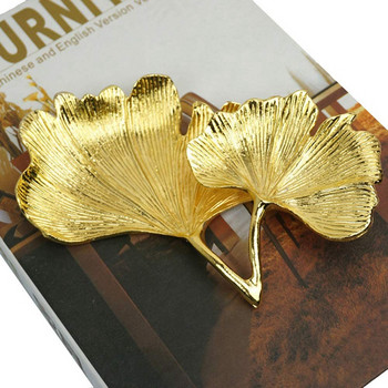 Златен лист Гинко Билоба Декоративен поднос Златен поднос за бижута Бюро Декоративен органайзер за чинии Поднос за пръстен Колие