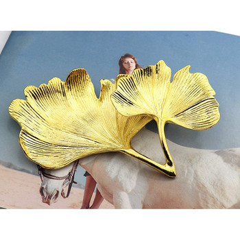 Gold Leaf Ginkgo Biloba Leaf Διακοσμητικός Δίσκος Χρυσός Δίσκος Κοσμημάτων Επιτραπέζιο Διακοσμητικός Δίσκος Οργανωτικής Πιάτων για Δαχτυλίδι Κολιέ
