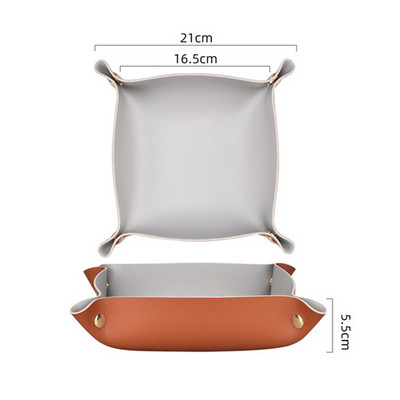 Δημιουργικός γνήσιος δερμάτινος δίσκος κουμπώματος με παρκαδόρο Ofiice Desk Organizer για στυλό κοσμήματος Αποθήκευση αξεσουάρ γραφείου κλειδιού νομισμάτων