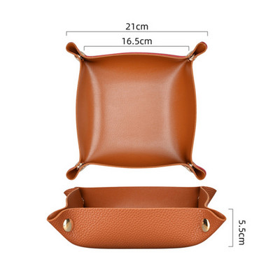 Δημιουργικός γνήσιος δερμάτινος δίσκος κουμπώματος με παρκαδόρο Ofiice Desk Organizer για στυλό κοσμήματος Αποθήκευση αξεσουάρ γραφείου κλειδιού νομισμάτων