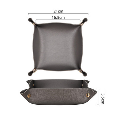 Δημιουργικός γνήσιος δερμάτινος δίσκος κουμπώματος με παρκαδόρο Ofiice Desk Organizer για στυλό κοσμήματος Αποθήκευση αξεσουάρ γραφείου κλειδιού νομισμάτων