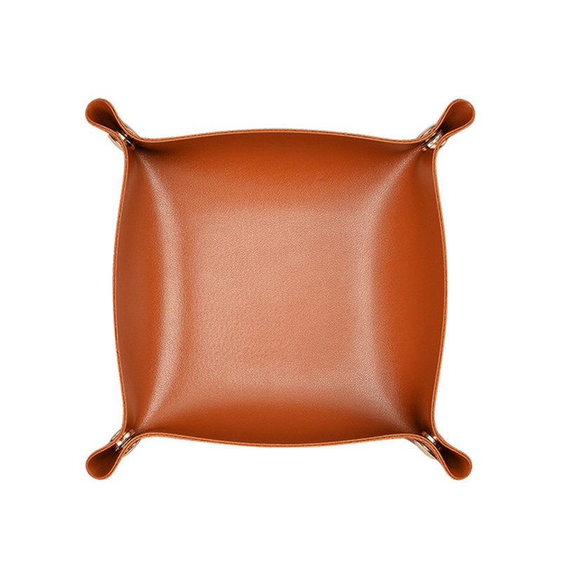 Δημιουργικός γνήσιος δερμάτινος δίσκος κουμπώματος με παρκαδόρο Ofiice Desk Organizer για στυλό κοσμήματος Αποθήκευση αξεσουάρ γραφείου κλειδιού νομισμάτων