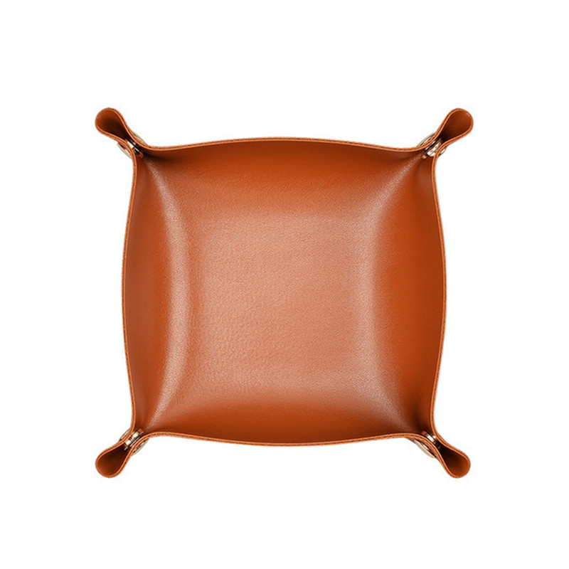 Δημιουργικός γνήσιος δερμάτινος δίσκος κουμπώματος με παρκαδόρο Ofiice Desk Organizer για στυλό κοσμήματος Αποθήκευση αξεσουάρ γραφείου κλειδιού νομισμάτων