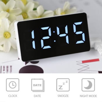 LED огледало Настолен часовник Digital Snooze Display Time Night Light Настолен USB будилник Home Decor Подаръци за деца Home Decor