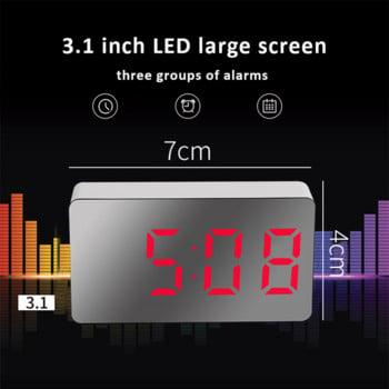 LED огледало Настолен часовник Digital Snooze Display Time Night Light Настолен USB будилник Home Decor Подаръци за деца Home Decor