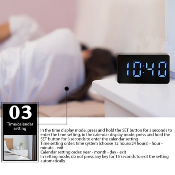 LED огледало Настолен часовник Digital Snooze Display Time Night Light Настолен USB будилник Home Decor Подаръци за деца Home Decor