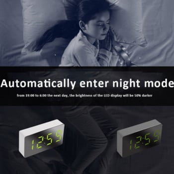 LED огледало Настолен часовник Digital Snooze Display Time Night Light Настолен USB будилник Home Decor Подаръци за деца Home Decor