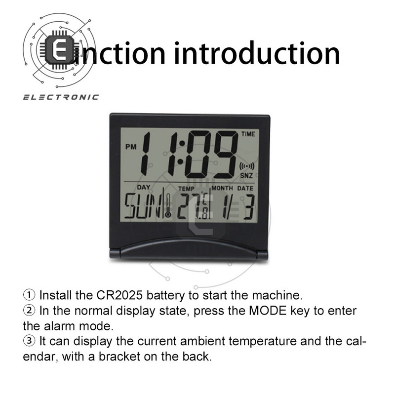 Mazs LCD digitālais modinātājs ceļojumu kalendārs temperatūras pulkstenis darbvirsmas pastāvīgais kalendārs elektroniskais pulkstenis