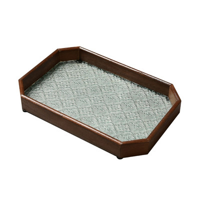 W3JA Tavă de servire rustică Vintage Suport centrală Tăvi dreptunghiulare platou decorativ Fermă Tavă pentru ceai Durabilă