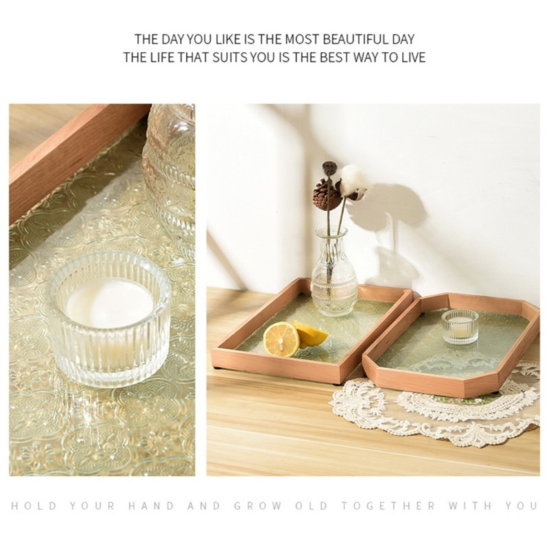 W3JA Tavă de servire rustică Vintage Suport centrală Tăvi dreptunghiulare platou decorativ Fermă Tavă pentru ceai Durabilă