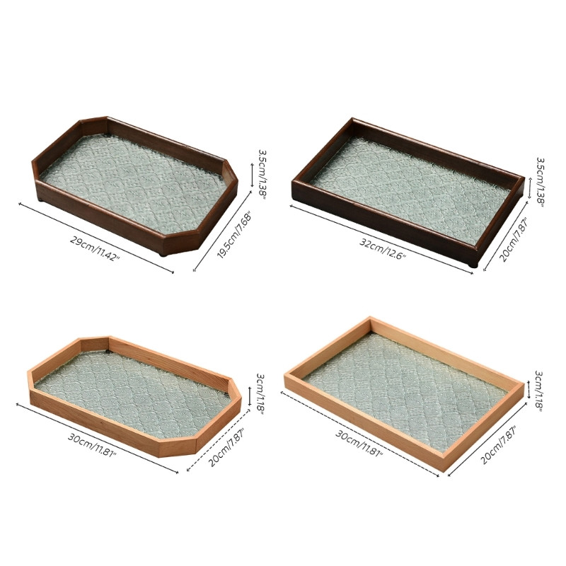 W3JA Tavă de servire rustică Vintage Suport centrală Tăvi dreptunghiulare platou decorativ Fermă Tavă pentru ceai Durabilă