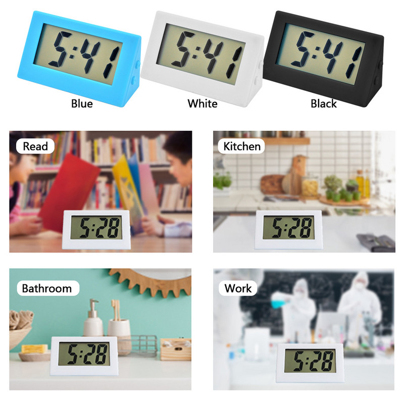 Mini digitālais pulkstenis automašīnas galda pulksteņu mērierīces Pulkstenis Mini digitālais LCD ekrāns Ceļojumu elektroniskais pulkstenis mājas biroja galda pulksteņiem