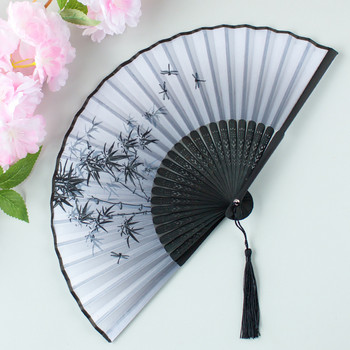 Елегантен ръчен сгъваем вентилатор в стил имитация на сливов цвят с бамбукова рамка за декорация на дома за танцуващо представление