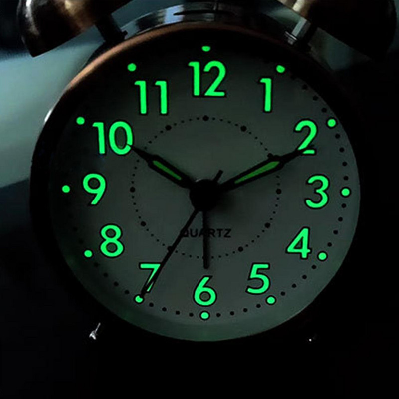 Ceas retro, luminos, cu clopoțel dublu, ceas cu alarmă tare, super silențios, fără ticăituri, ceas cu alarmă pentru copii, acasă, birou, dormitor, noptiera