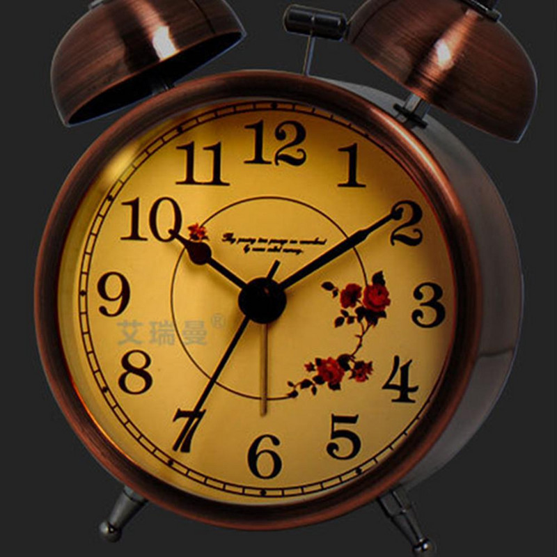 Ceas retro, luminos, cu clopoțel dublu, ceas cu alarmă tare, super silențios, fără ticăituri, ceas cu alarmă pentru copii, acasă, birou, dormitor, noptiera