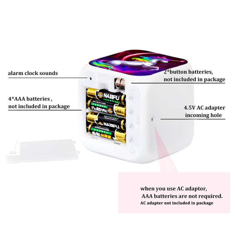 Jauka multfilma vienradzis LED modinātājs bērniem 7 krāsās mainīgi digitālie galda pulksteņi nakts gaismas kubs pulkstenis bērniem dzimšanas dienas dāvanas