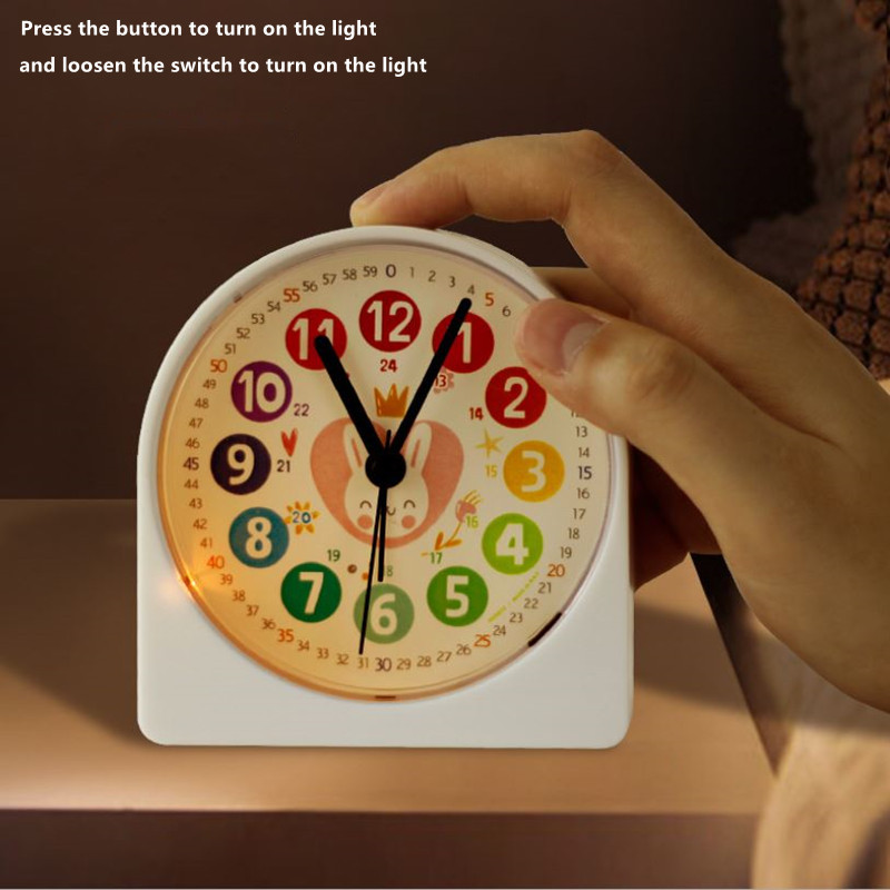 4 collu gaismas modinātājs, bērni, studenti, bērni, mācās elektronisku galda pulksteni, guļamistaba, pie gultas, jauks multfilmas kluss modinātājs