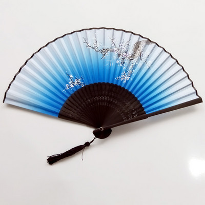 1Gb ķīniešu japāņu zīda saliekamais ventilators koka kāts klasisko deju ventilators augstas kvalitātes pušķis elegants sieviešu ventilators mājas dekors