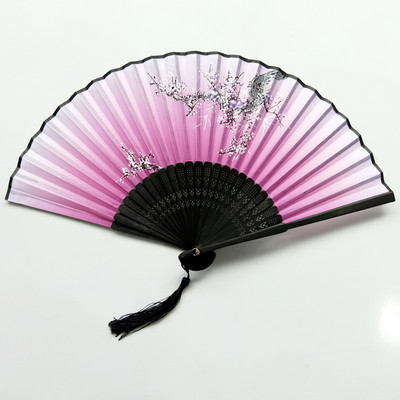 1Gb ķīniešu japāņu zīda saliekamais ventilators koka kāts klasisko deju ventilators augstas kvalitātes pušķis elegants sieviešu ventilators mājas dekors