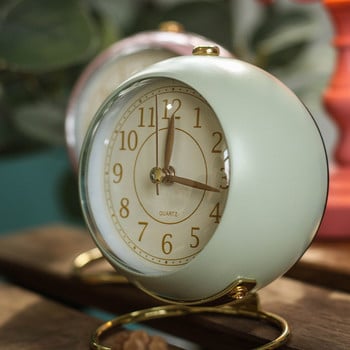 Αθόρυβο ρετρό vintage ξυπνητήρι Επιτραπέζιο μικρό ρολόι με φως νύχτας Στρογγυλό μίνι ξυπνητήρι για γραφείο υπνοδωματίου