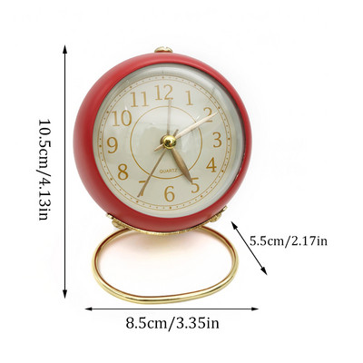 Tylus, netiksintis retro senovinis žadintuvas stalinis mažas laikrodis su nakties apšvietimu apvalus mini žadintuvas miegamojo biurui