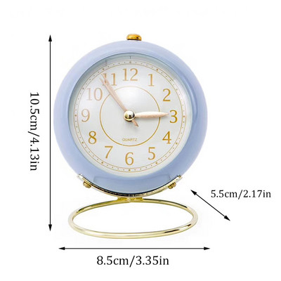 Tylus, netiksintis retro senovinis žadintuvas stalinis mažas laikrodis su nakties apšvietimu apvalus mini žadintuvas miegamojo biurui